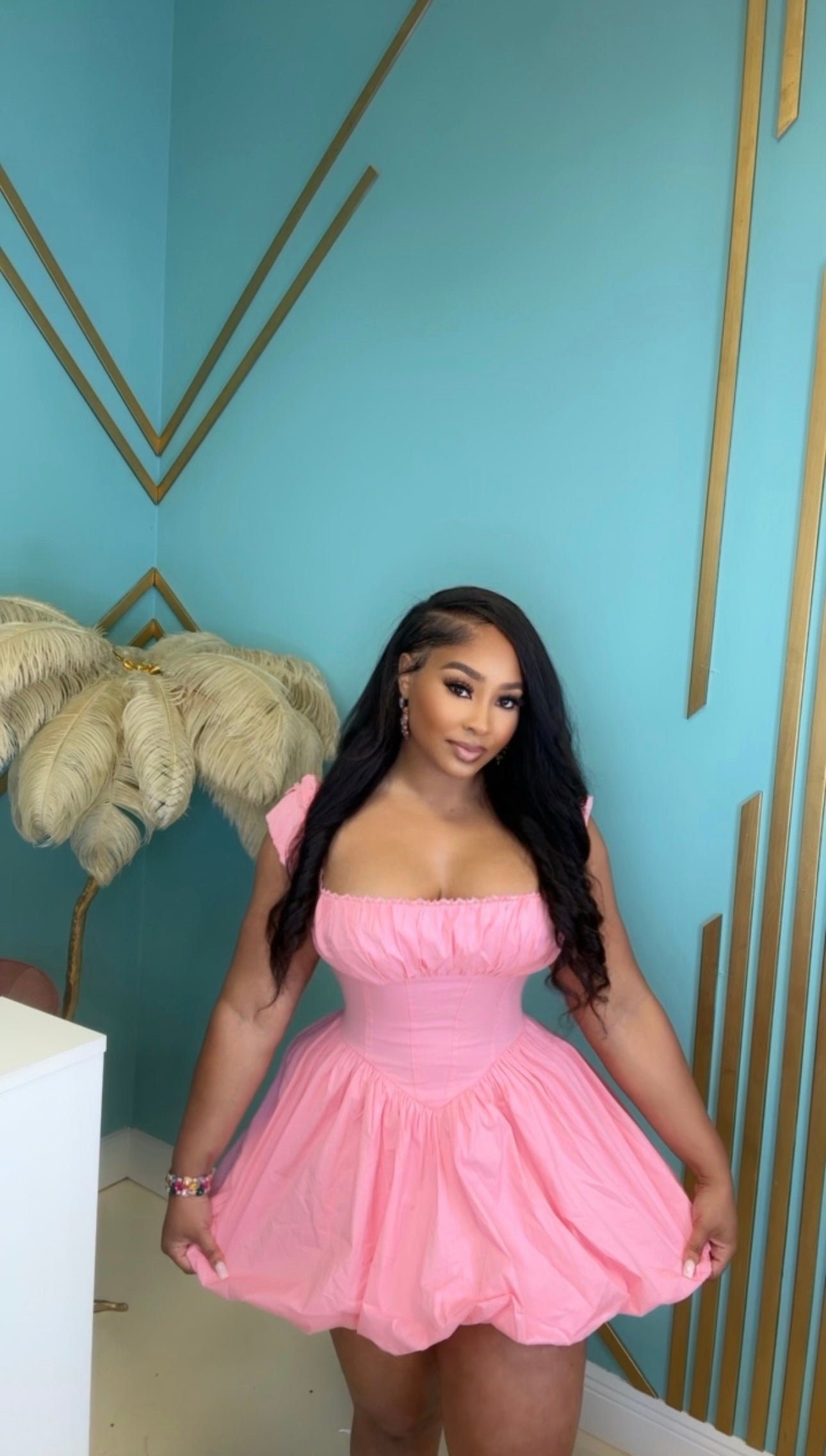 LUX Corset Bubble Hem Mini Dress