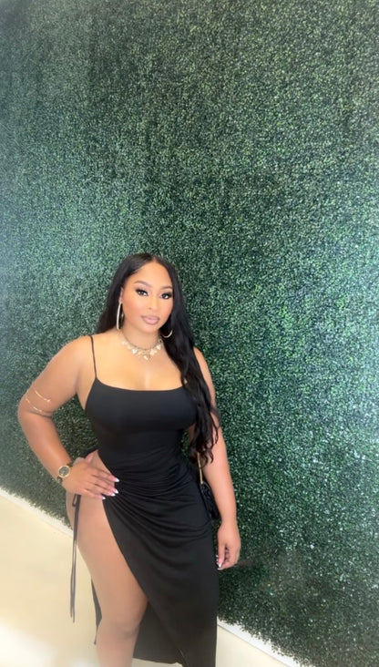 Lethal in Luxe – One Shoulder Slit Dress