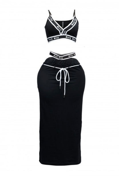 Cali Vibes Crop Top Set-Black