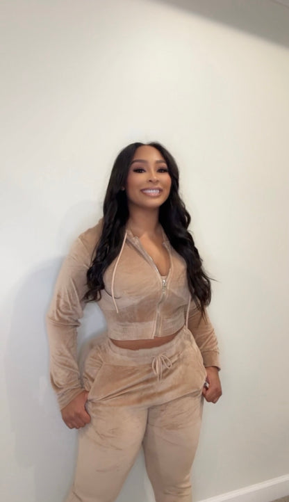 The C LUX Velour Zip Lounge Set – Cocoa Butter Soft