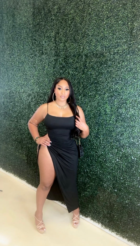 Lethal in Luxe – One Shoulder Slit Dress