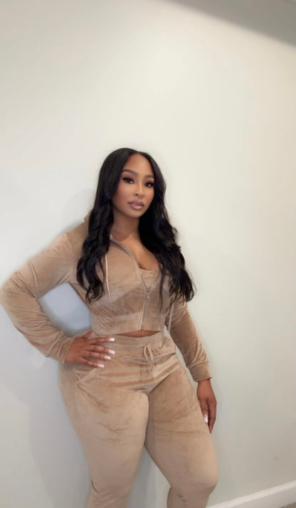The C LUX Velour Zip Lounge Set – Cocoa Butter Soft
