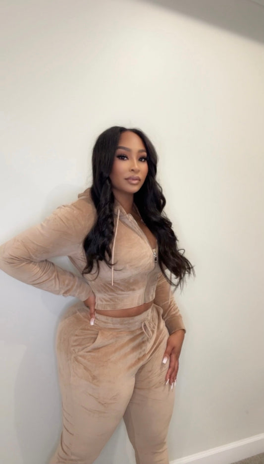 The C LUX Velour Zip Lounge Set – Cocoa Butter Soft