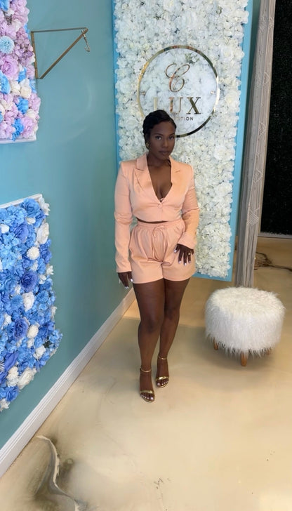 COOL BUT CLASSY SHORT SET -
PEACH