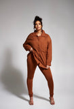 TALK TO ME NICE TWO PIECE PANT SET - BROWN